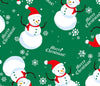 Christmas Merry Christmas Snowmen on Green 100% Cotton