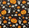 Halloween Ghosts BOO and Pumpkins on Black 100% Cotton Fabric
