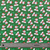 Ositos de peluche navideños y copos de nieve sobre tela verde 100 % algodón