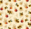 Harvest Minis Sunflowers and Pumpkins on Cream 100% Cotton