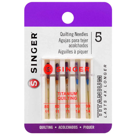 SINGER® Titanium Quilting Needles, Sizes 80/11 & 90/14