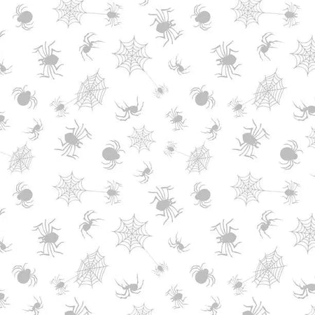 Espectáculo espeluznante - Tejido de algodón «Spider Toss» blanco sobre blanco, 44"/45", por yarda