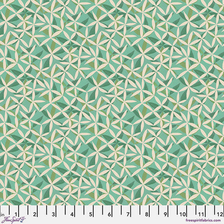 Star Flower Dance Green Flourish And Bloom 44"/45" Cotton Fabric Per Yard