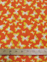 Butterflies Orange Cotton Polyester Fabric