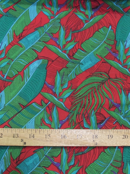Island Breeze Red Polyester Cotton Fabric