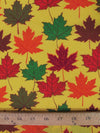 Autumn Leaves Mustard Cotton Polyester Fabric