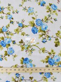Tela de poliéster y algodón con estampado de narcisos azules