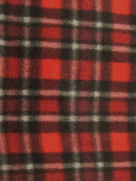 Tartan Plaid Polar Fleece Fabric / Red/Burgundy / Sold By The Yard||color:Red/Burgundy