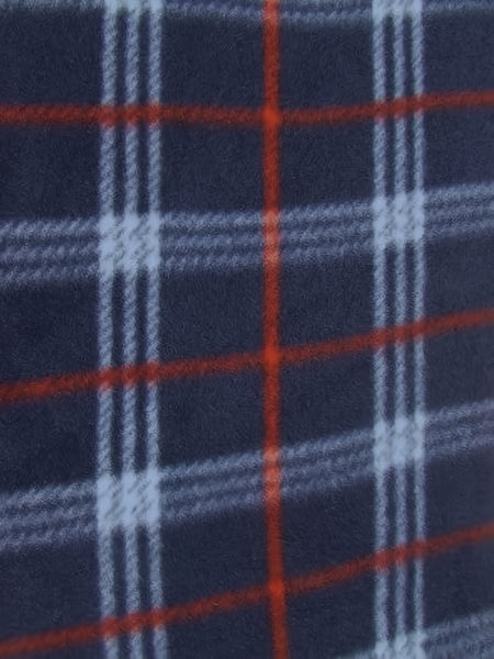 Tissu polaire à carreaux tartan / Bleu marine/Rouge / Vendu au yard