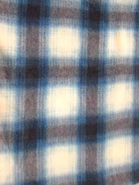 Tejido de forro polar con estampado de tartán / Azul/Blanco / Se vende por metros