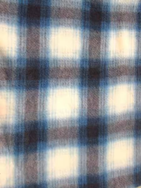 Tartan Plaid Polar Fleece Fabric / Blue/White / Sold By The Yard||color:Blue/White