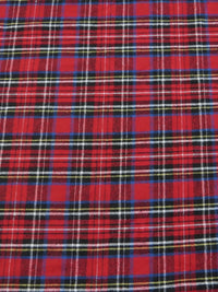 Tejido de franela para uniformes con estampado de tartán / Rojo/Multicolor / Se vende por metros