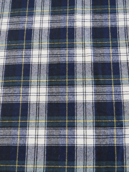 Tejido de franela para uniformes con estampado de tartán / Azul/Verde/Blanco