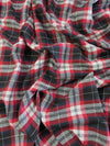 Tartan Plaid Uniform Apparel Flannel Fabric / Black/Red/White
