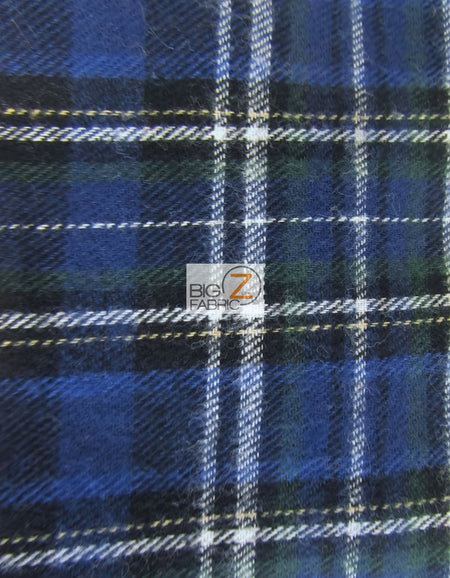 Tartan Plaid Uniform Apparel Flannel Fabric / White/Navy / Sold By The Yard