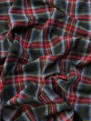 Tartan Plaid Uniform Apparel Flannel Fabric / Black/Red