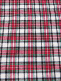 Tejido de franela para uniformes con estampado de tartán / Blanco/Rojo