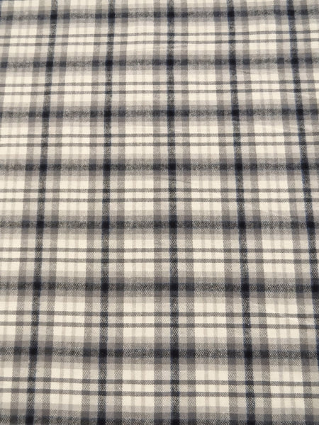 Tejido de franela para uniformes con estampado de tartán / Gris/Negro / Se vende por metros