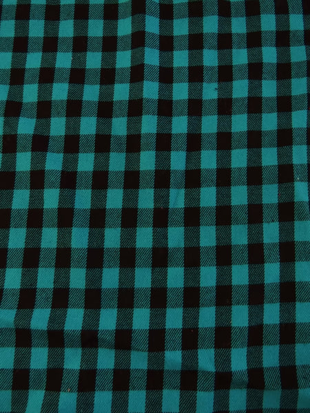 Tela de franela con estampado Buffalo Plaid, turquesa y negro