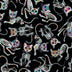Halloween y el Día de los Muertos: gatos esqueléticos sobre fondo negro