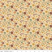 Tela «The Awe of Autumn Floral Latte», 43"/44", por yarda