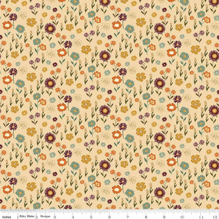 The Awe of Autumn Floral Latte 43"/44" Fabric Per Yard