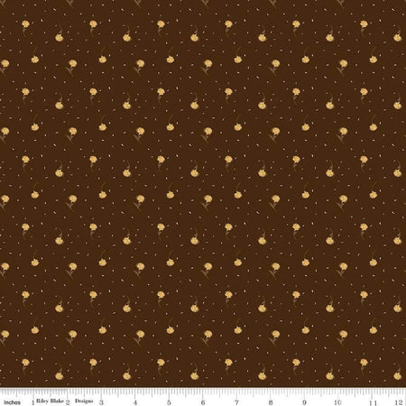 The Awe of Autumn Flower Toss Brown 43"/44" Fabric Per Yard