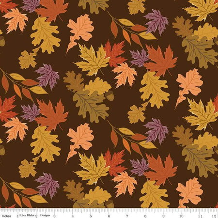 Tela de algodón «The Awe of Autumn Leaves» de fondo ancho, por yarda