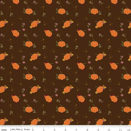The Awe of Autumn Pumpkins Brown 43"/44" Fabric Per Yard