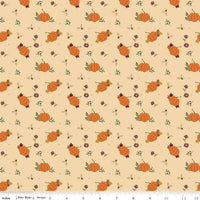 Tejido «El encanto de las calabazas de otoño» para café con leche, 43"/44", por yarda