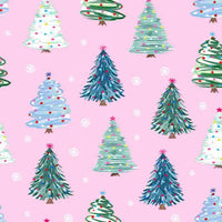 Tela rosa «Twinkle Trees Cloud Cuddle», por yarda