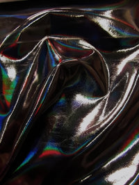 Tejido de vinilo spandex brillante y ultra holográfico / Negro / Se vende por metros