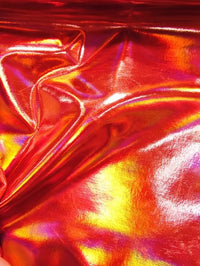 Tejido de vinilo spandex brillante y ultra holográfico / Rojo / Se vende por metros