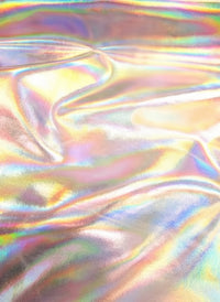Tejido de vinilo spandex brillante y ultraholográfico / Plateado / Se vende por metros