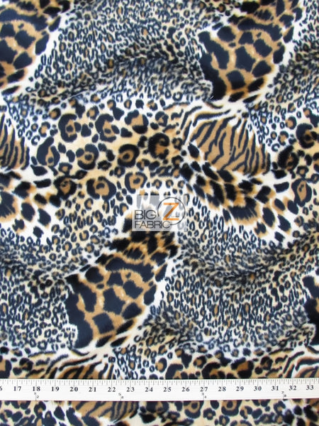 Tejido de felpa de pelo corto con estampado de tigre y leopardo marrón / Se vende por metros||color: marrón leopardo