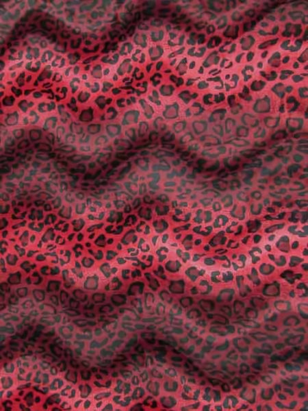 Red/Black Velboa Leopard Animal Short Pile Fabric / Sold By The Yard||color:Red/Black Leopard