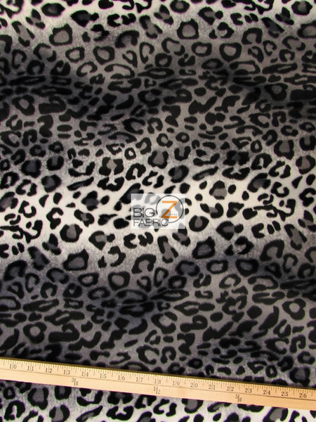 White/Grey Velboa Leopard Animal Short Pile Fabric / Sold By The Yard||color:White/Grey Leopard