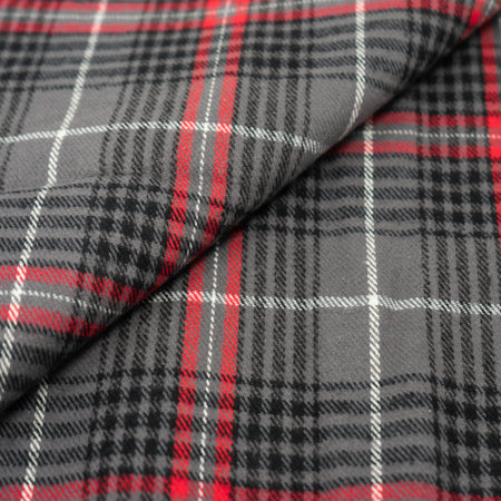 RTC Fabrics 100% Cotton Yarn Dyed Flannel Buffalo Check Red, Gray and White