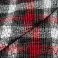 Tejidos RTC de 44"/45" de ancho, 100 % algodón, franela teñida en hilo, vendida por yardas, estampado «Buffalo Check» en rojo y gris