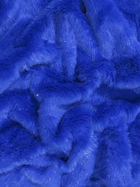 Pelo sintético corto y desgreñado «Tinsel Tip» / Azul real  Plata / Se vende por yardas
