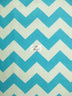 Poly Cotton Fabric 1" Zig Zag Chevron / White/Turquoise / Sold By The Yard