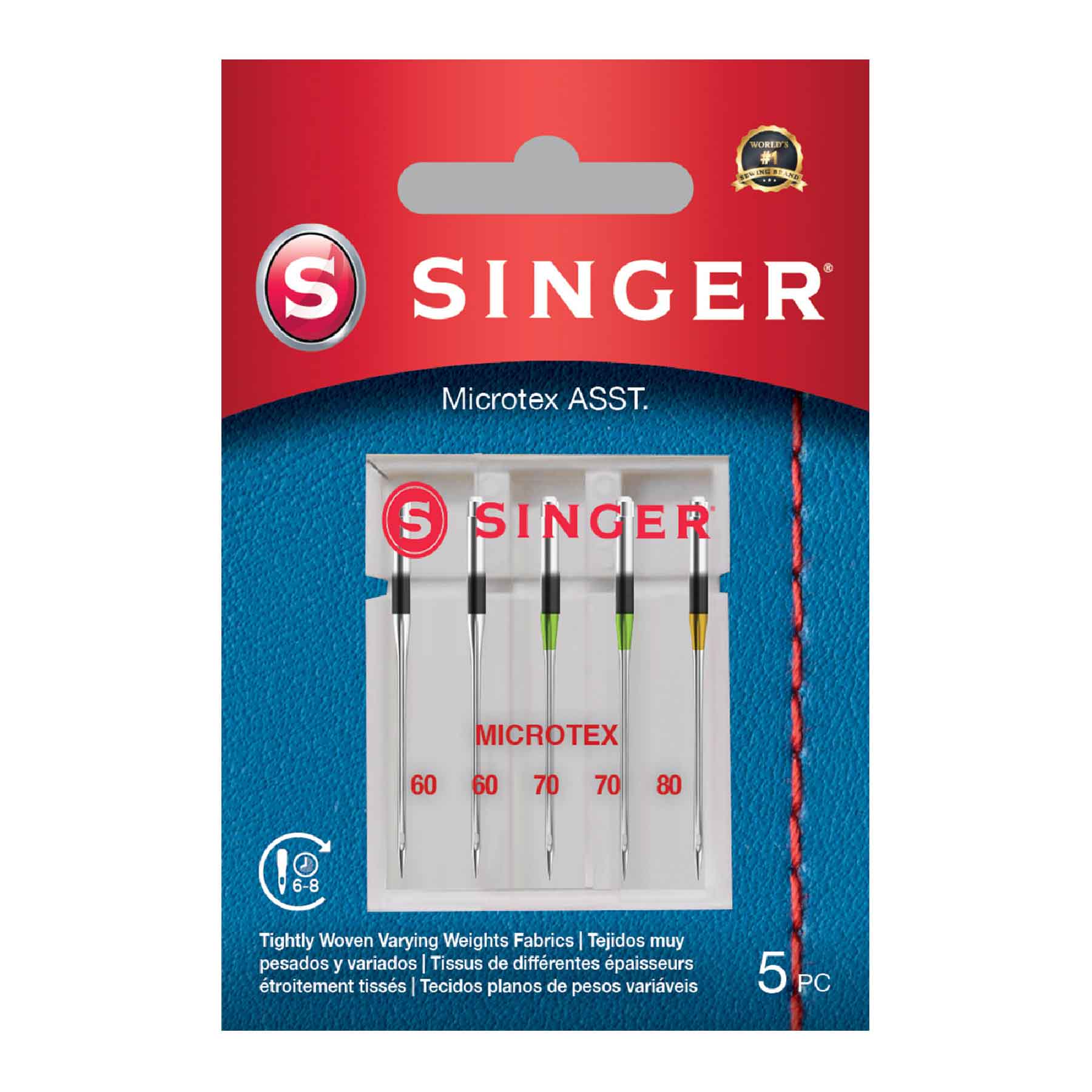 Microtex Needles Assorted Sizes 5-Pack | SINGER®