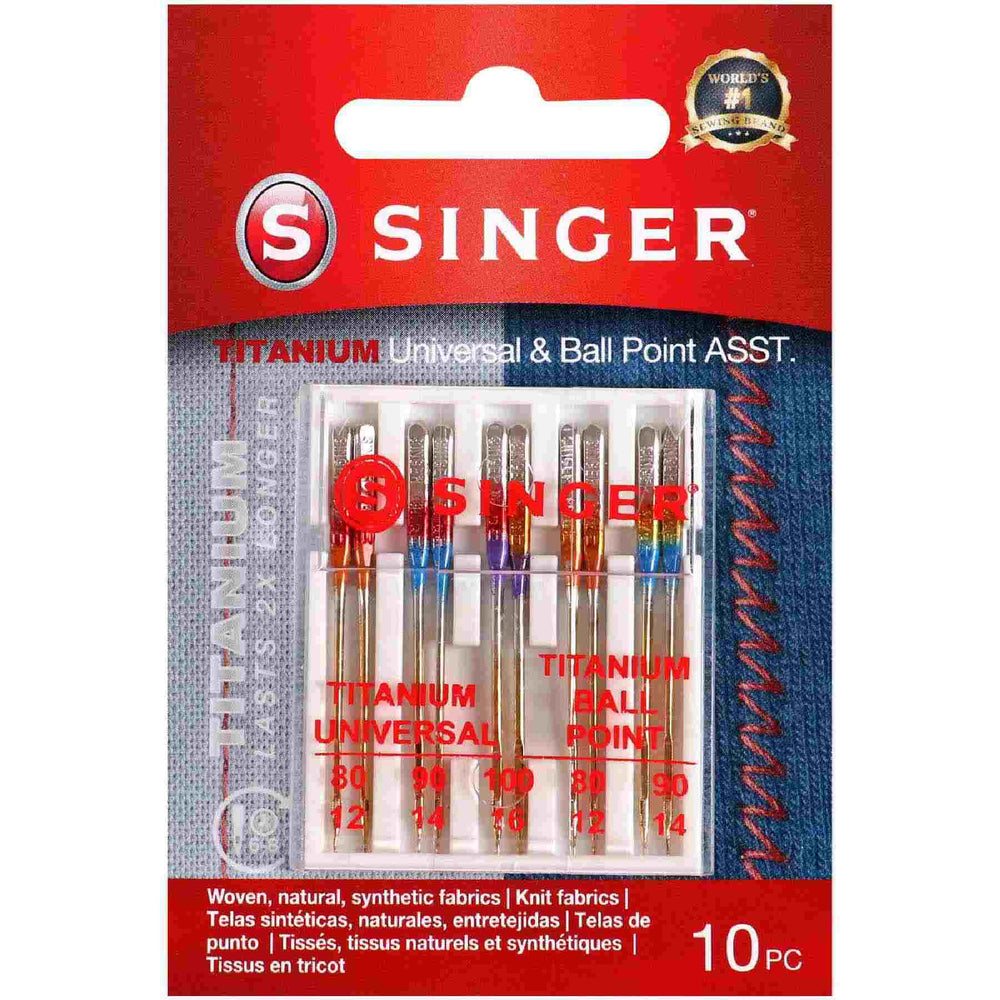 SINGER® Titanium Universal & Ball Point Needles, Assorted Sizes 