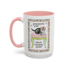 Taza con un bonito diseño de patchwork con un gatito y flores || color: rosa