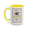 Taza con un bonito diseño de acolchado con un gatito y flores || color: amarillo