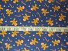 Christmas Gingerbread and Candy Canes on Blue 100% Cotton Fabric By the Yard