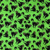 Tela de Halloween con gatos negros espeluznantes sobre fondo verde, 100 % algodón