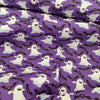 Halloween Dancing Ghosts and Bats on Purple 100% Cotton Fabric