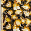 Halloween Gold Book of Spells on Black 100% Cotton Fabric Price per Yard