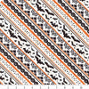 Halloween Orange Ticking Diagonal Stripe Bats Pumpkins on White